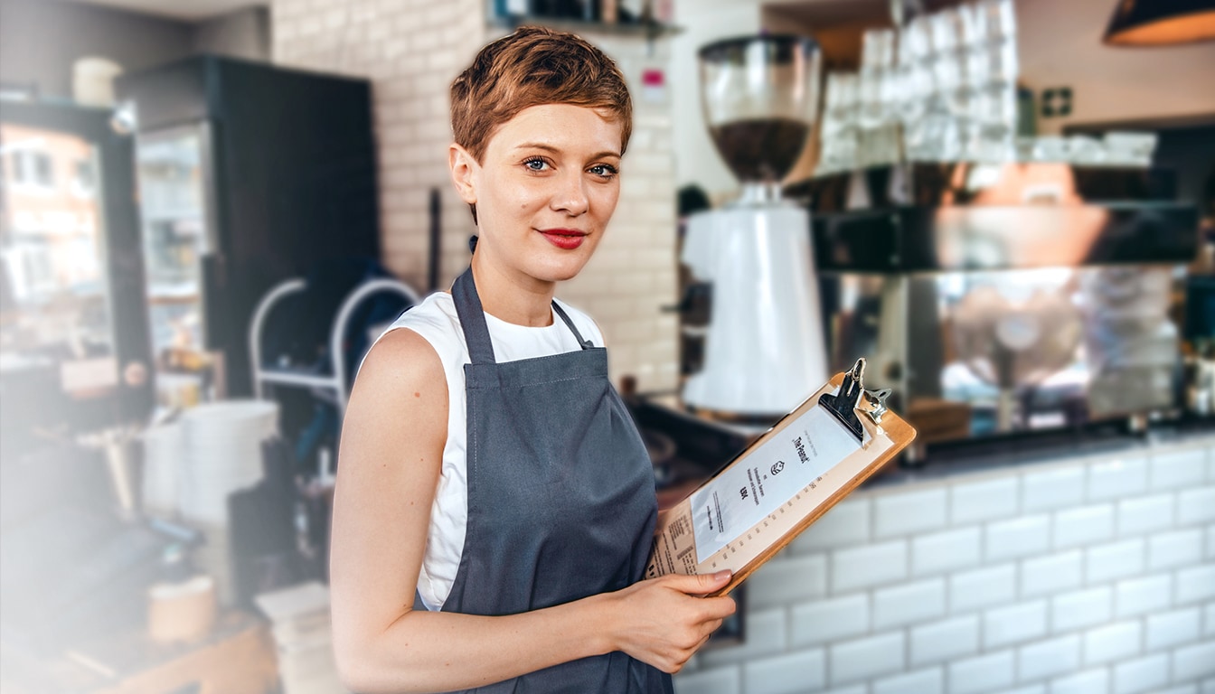 Kellnerin arbeitet in der Gastronomie.