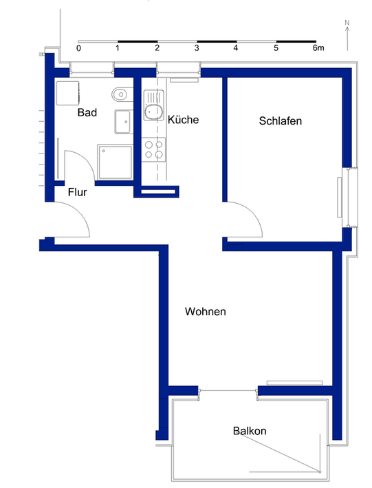 Wohnung im Rabenberg: 2 Zimmer, Duschbad und Einbauküche - Photo 4